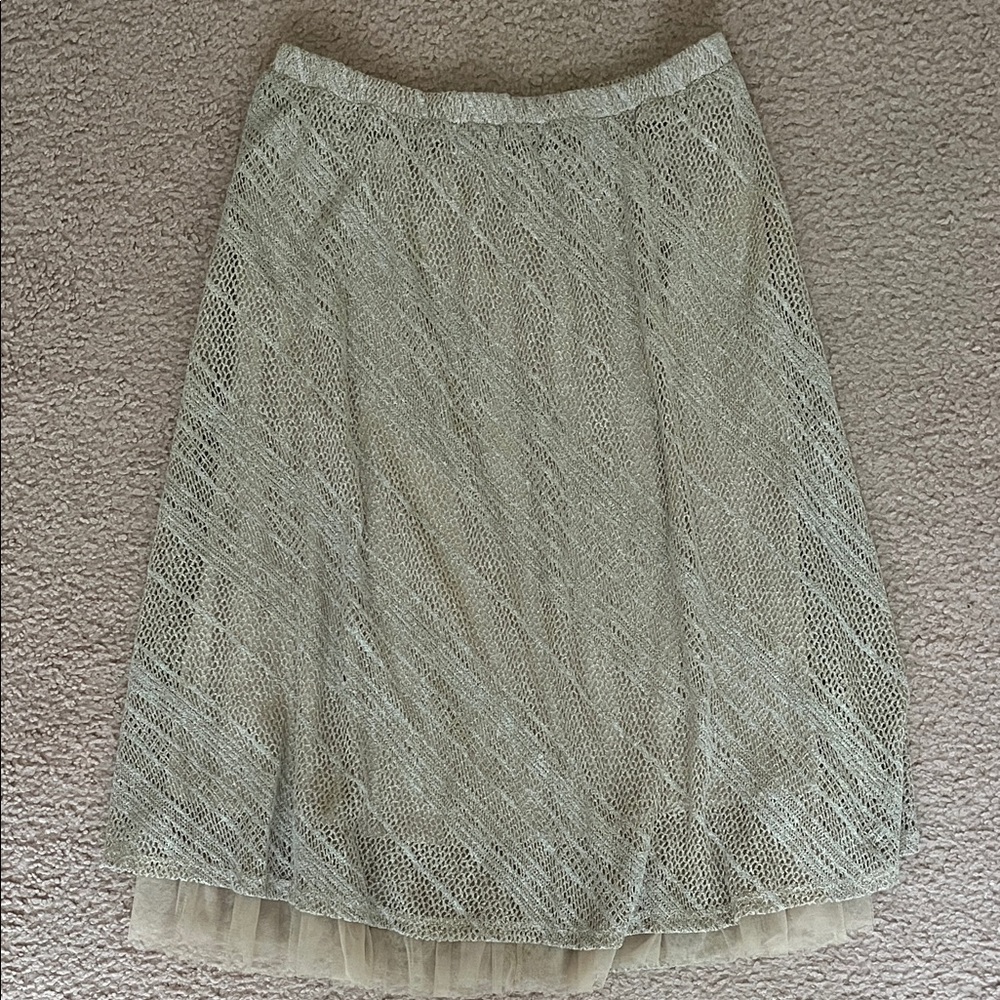 Hem & Thread Cream Lace A-Line Skirt